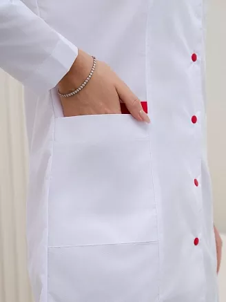 Халат медицинский женский М-051 Тиси / белый/красный