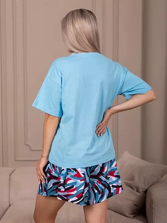 Женский костюм с шортами мод.2203/1 / Бирюзовый