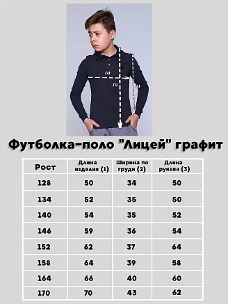Детская рубашка-поло "Лицей" / графит