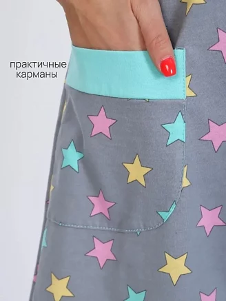 Женский халат на молнии С-006 / Звезды