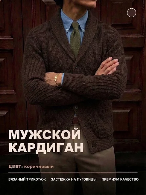 Мужской кардиган 14644 / коричневый