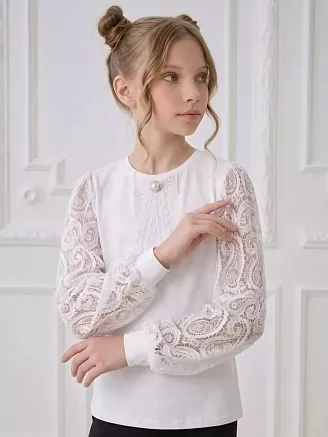 Детская школьная блузка Галстук длинный рукав