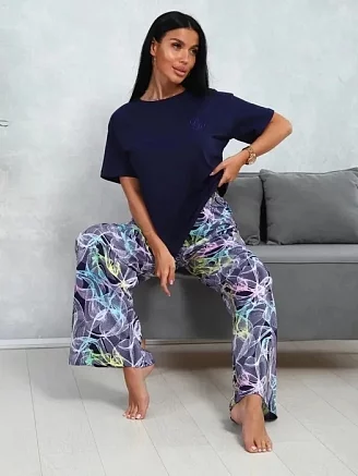 Женский костюм с брюками Синяя паутинка