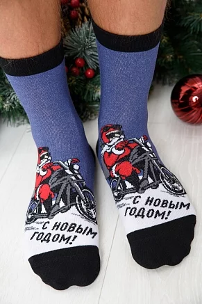 Мужские носки стандарт Санта байкер / джинс