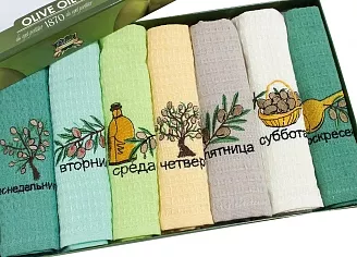 Набор кухонных полотенец 40*60 вафельное полотно Неделька / Оливки (в ассортименте)
