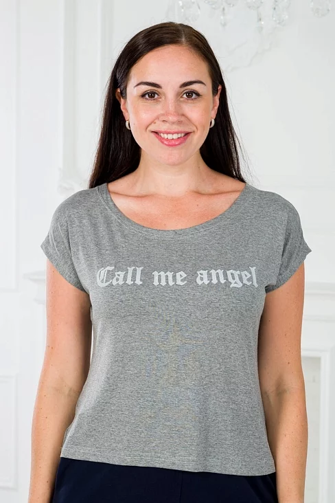Футболка женская Лирика Call me angel / Серый меланж