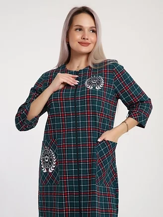 Женский халат Клетка 525 / Зеленый