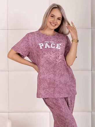 Женский костюм с брюками мод.2225/1 / Пудровый