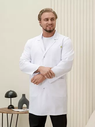 Халат медицинский мужской М-053 Элит-145 / белый