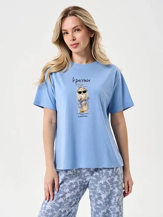 Женская пижама с брюками "Красотка" 2521-К / Голубой