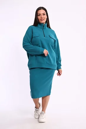 Женский костюм с юбкой 31930 / бирюза