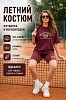 Женский костюм с велосипедками КЛ5 / Бордовый (надписи)