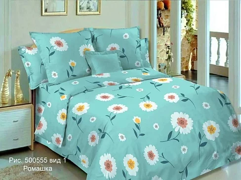 Постельное белье бязь Ф-ка Красная талка / рис.500565 Ромашка, бирюза