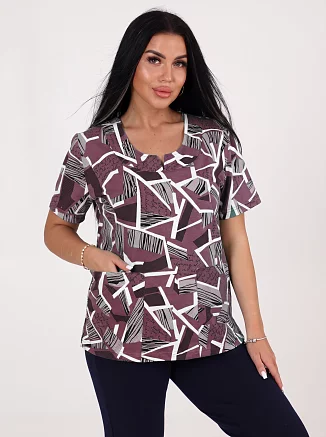 Женская туника ТК-562-ФУТ / Осколки на бордо