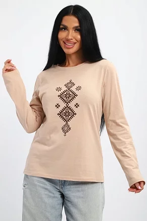 Женский лонгслив 85690 / бежевый