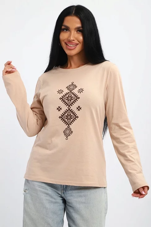 Женский лонгслив 85690 / бежевый