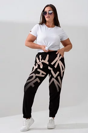 Женские брюки 9265 / черный+текст