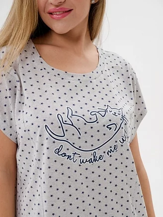 Ночная сорочка из кулирки Котик / Белый