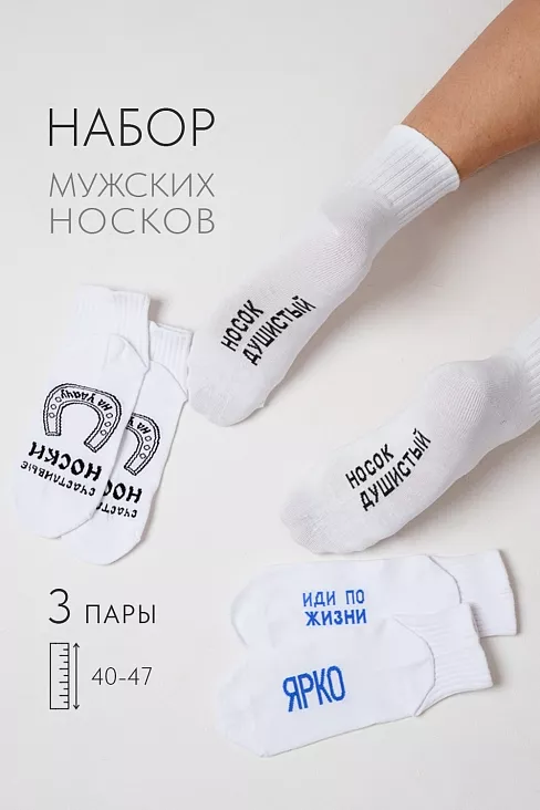 Носки мужские стандарт Удача (набор 3 пары) / белый