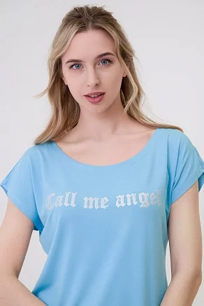 Футболка женская Лирика Call me angel / Бледно-голубой