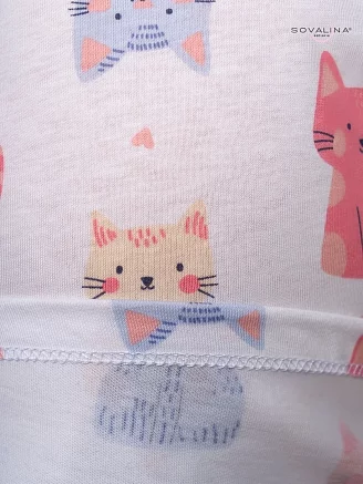 Детский костюм с легинсами Мун / котята на белом, индиго