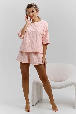 Женский костюм с шортами 37043 / персиковый