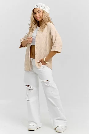 Женская рубашка на пуговицах 37023 / бежевый