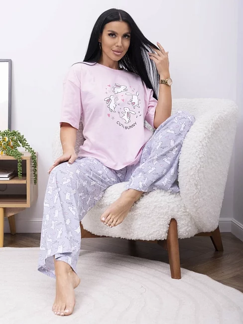 Женский костюм с брюками мод.2239 / Розовый