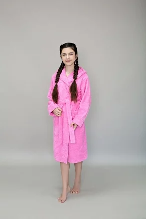 Детский махровый халат с капюшоном / розовый