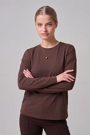 Женский лонгслив 14547У оверсайз / шоколад