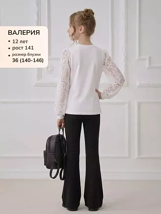 Детская школьная блузка Галстук длинный рукав