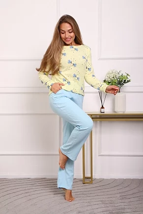Женский костюм с брюками 88405 / желтый, стрекозы
