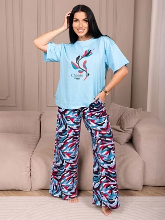 Женский костюм с брюками мод.2204/1 / Бирюзовый