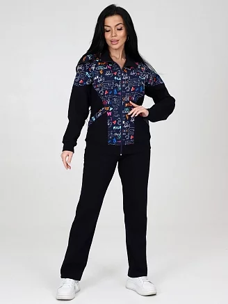 Женский костюм с брюками КФ-215 / Темно-синий, фэшн/fashion