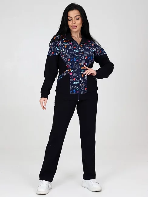 Женский костюм с брюками КФ-215 / Темно-синий, фэшн/fashion