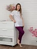 Костюм медицинский женский М-182 Тиси / белый/баклажан №9