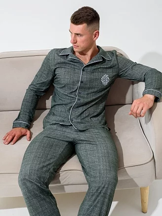 Мужская пижама "Вояж" (классическая) 1728-К / Зеленый