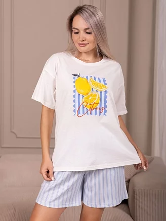 Женский костюм с шортами мод.2227 / Голубой