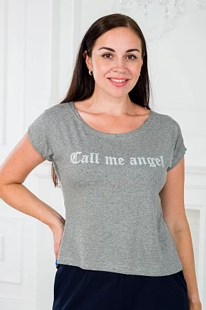Футболка женская Лирика Call me angel / Серый меланж