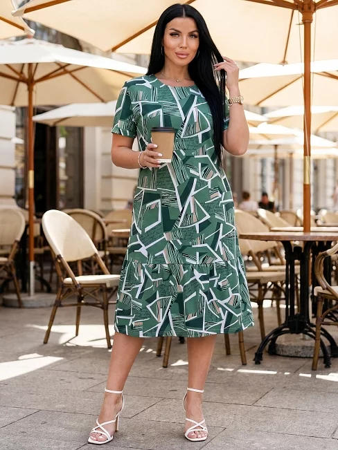 Женское платье Алена ПлК-2582 / Осколки на зеленом