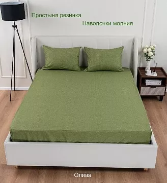 Постельное белье поплин Иваново (без пододеяльника) / Олива