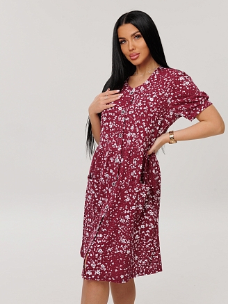 Женский халат Х-153(К) / Бордовый (цветы)