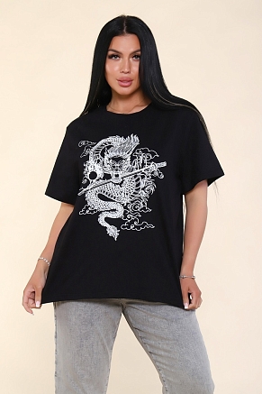 Женская футболка Тату Дракона-3 2222 / Черный