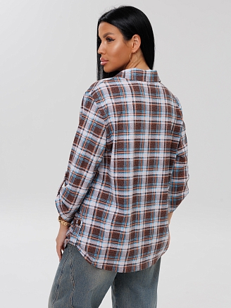 Женская туника Т-218(К) / Коричневый (клетка)