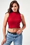 Женский топ 52714  укороченный с горлом / бордовый