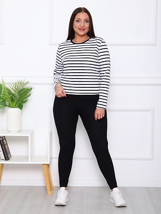Женский лонгслив М-226 / черная полоса