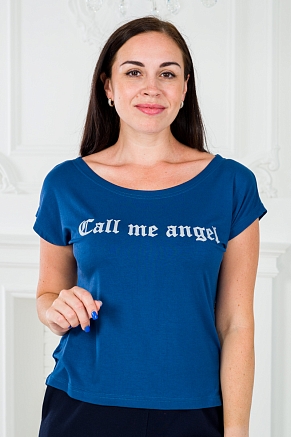Футболка женская Лирика Call me angel / индиго