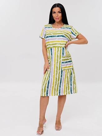 Женское платье Пл-73(К) / Желтый (полосы)