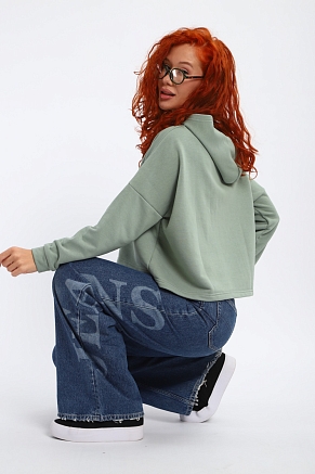 Женская толстовка укороченная 85559 / оливковый