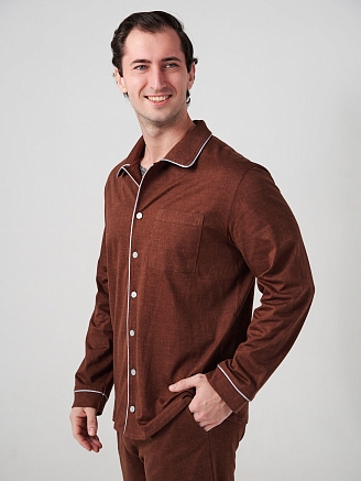 Мужская пижама "Лен" (классическая) 2417-К / Коричневый